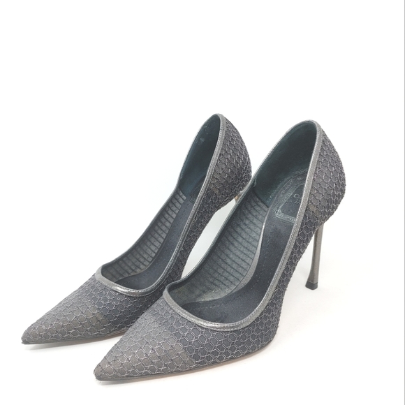Christian Dior Essence Charcoal Mesh Pointed Toe Pumps Size 35 1/2 - Picture 2 of 11